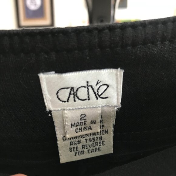 CACHE size 2 Black Y2K Cropped Indie Sleeze Capri Cargo Pants - Picture 5 of 5
